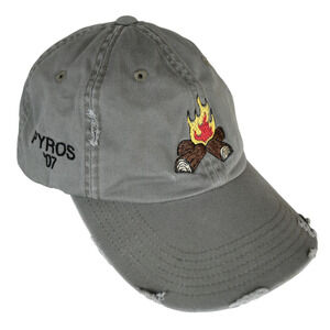 Y2K style gray embroidered campfire pyros dad hat cap casual outdoor gorpcore